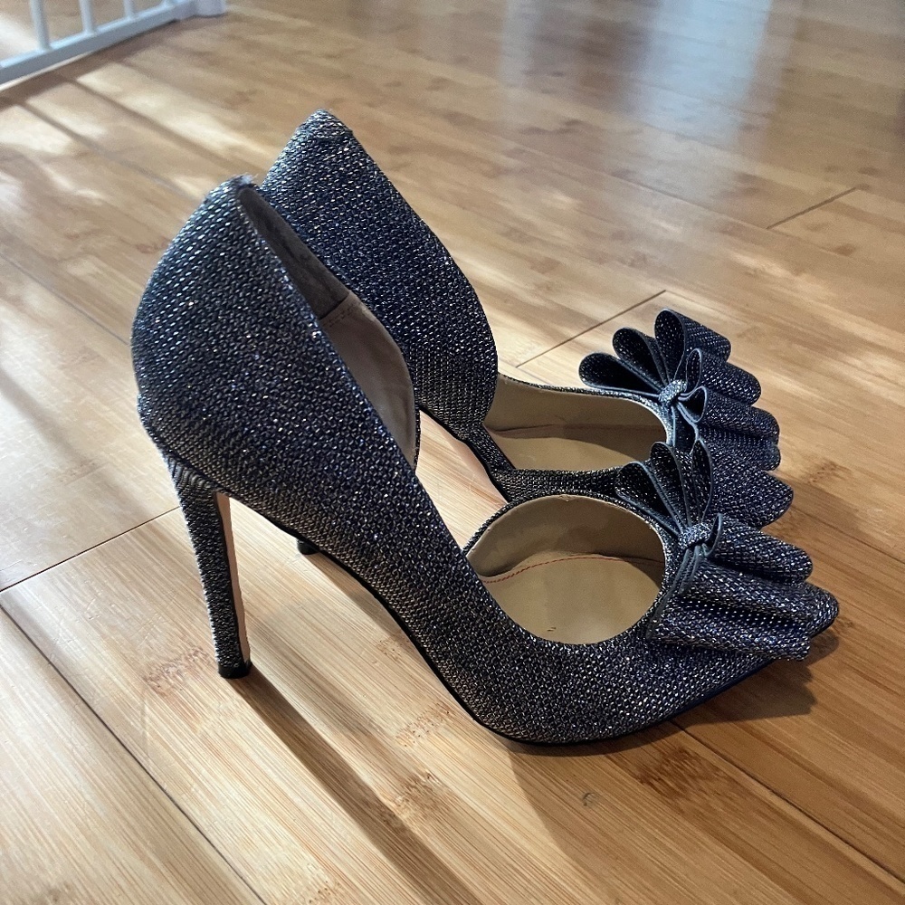 Betsey Johnson Prince Dorsay Bow Toe Pumps - Pewter - Picture 6 of 10